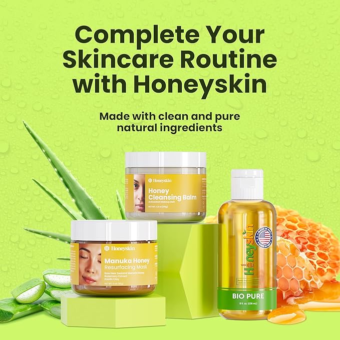 Honeyskin Organic Aloe Vera Gel for Face with Orchid & Apple Stem Cells - Soothing & Hydrating Aloe Gel for Sunburn Relief & After Sun Care - 100% Aloe Vera Gel for Hair, Face & Body (16 Fl Oz)