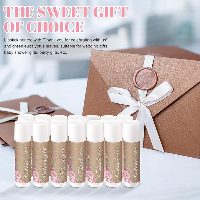 Demissle Jasmine Moisturizing Lip Balm, 40 Pcs Bulk - Thank You for Celebrating with Us, Wedding Favors, Bridal Showers