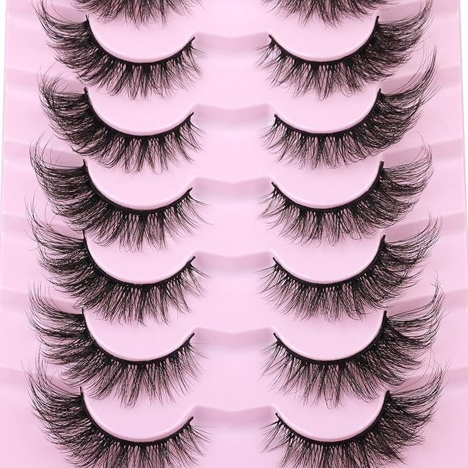 False Lashes Natural Look Faux Mink Eyelashes Wispy Fox Eye Lashes That Look Like Extensions 3D Mink Lashes Natural Strip Lashes Pack by Kiromiro