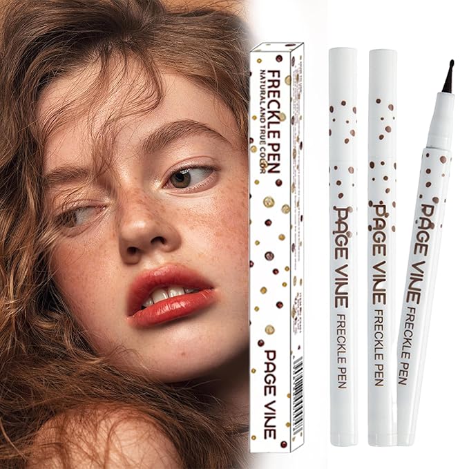 2 Pack Freckle Pen,Liquid Face Fake Freckles Makeup Pen to Create Natural Freckle Makeup and Freck beauty,Fake Freckles Waterproof for Lifelike Sunkissed Makeup,Mole Pen (02Medium+03Dark)