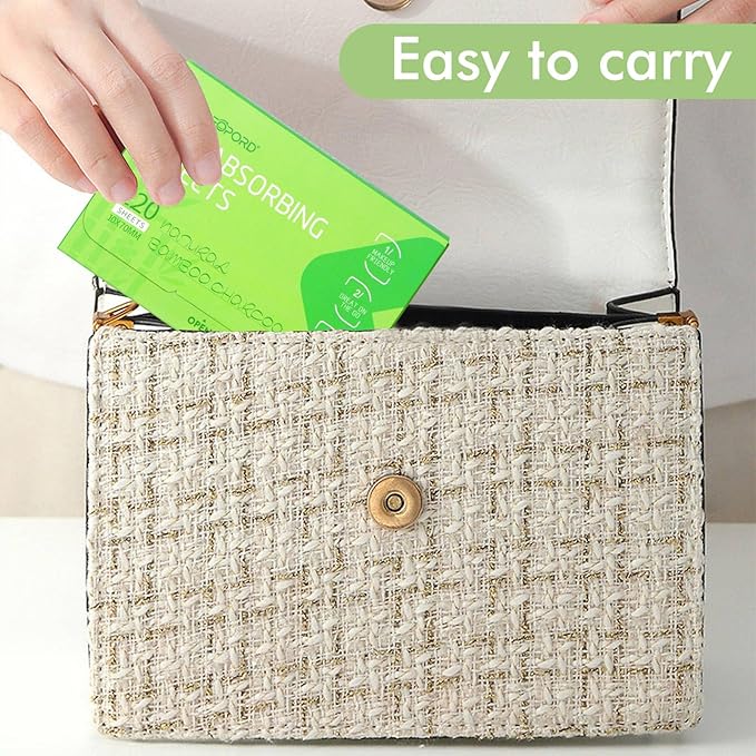 Oil Absorbing Sheets with Bamboo Charcoal - 4 Oily Skin