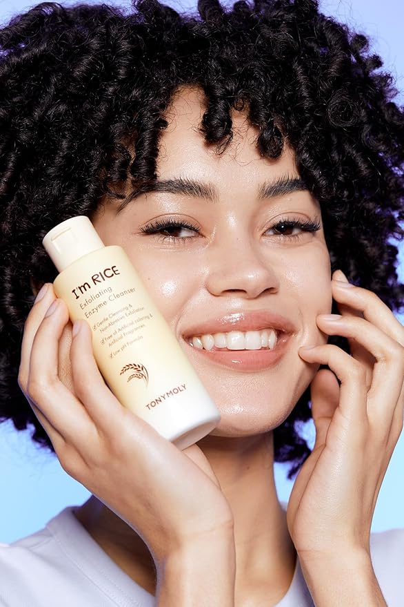 TONYMOLY I’m Rice Exfoliating Enzyme Cleanser – Rice Powder Face Wash & Papaya Enzyme Scrub, Gentle AHA Brightening Mask for Smooth Radiant Skin, 50g