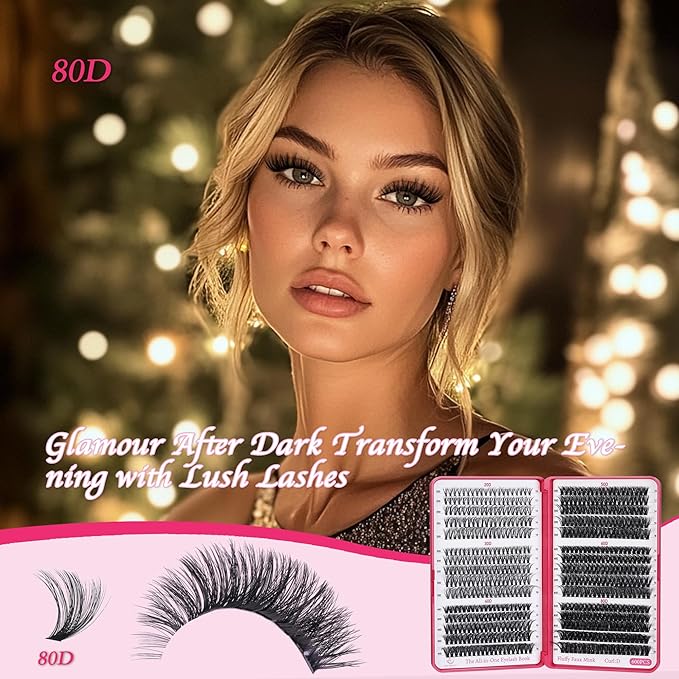 Lash Clusters 600PCS - Eyelash Clusters 20D+30D+40D+50D+60D+80D Wispy Individual Lashes D Curl Lash Extension 10-18MM Natural Lash Clusters DIY Cluster Eyelash Extensions for Beginners