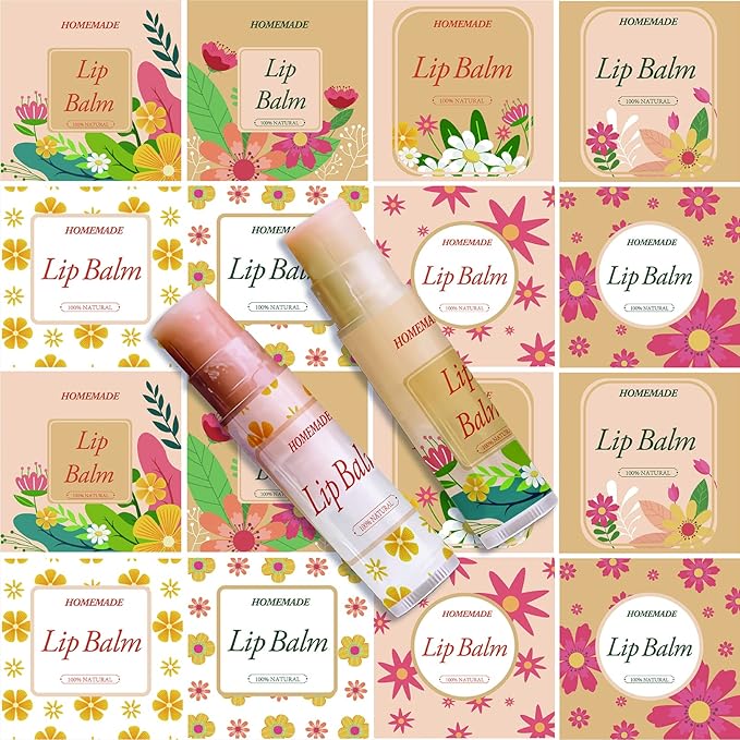 CRASPIRE Lip Balm Labels 80pcs Homemade Yellow)