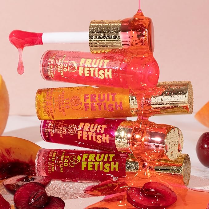 Milani Fruit Fetish Lip Oil Bundle with Vitamin E for Instant Hydration, Fruit Extract Infused Lip Treatment and Moisturizing Lip Gloss - Raspberry Peach + Strawberry Melon, 2pk
