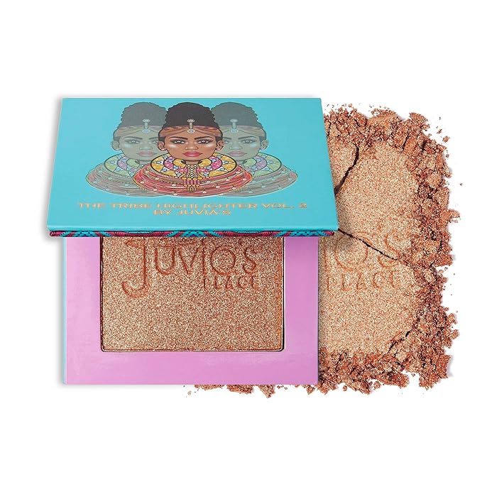 Juvia's Place Highlighter Tribe Glow Vol.2 - Highlighter Powder, Baked Highlighter, Shimmer Highlighter Makeup, Long-Wearing & Illuminating Cheek Highlighter - Suitable for Medium Skin Tones