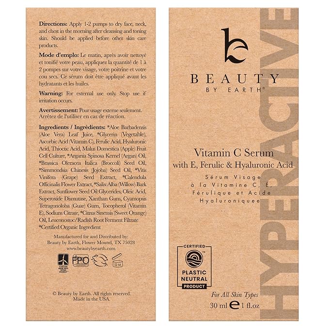 Vitamin C Face Serum - USA Made with Natural & Organic Ingredients, Skin Brightening Vitamin C Serum for Face for Women, Discoloration Correcting & Anti Aging Facial Formula with Antioxidants