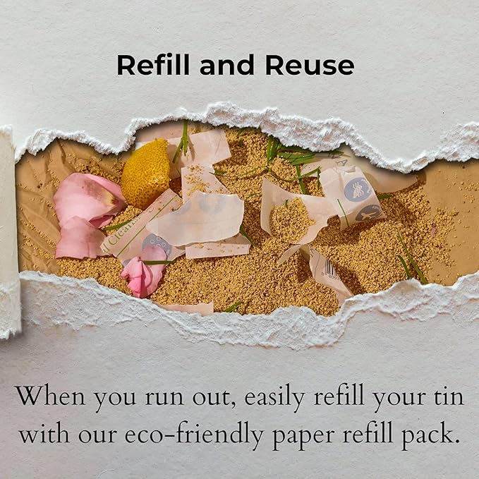 3-in-1 Solid Facial Cleanser, Exfoliator, and Wash-off Mask - Vegan, Cruelty-Free, Plastic-Free, Travel-Friendly, 1 Month Supply (60 Crushable Tablets) in Tin (Calming Beans in Tin)