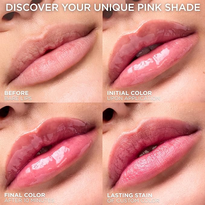 L'Oreal Paris Plump Ambition pH Hyaluron Lip Oil, Color Shifting Lip Tint with 24HR Hydration, Volumizing Shine and Lasting Color, 050 pH Lilac