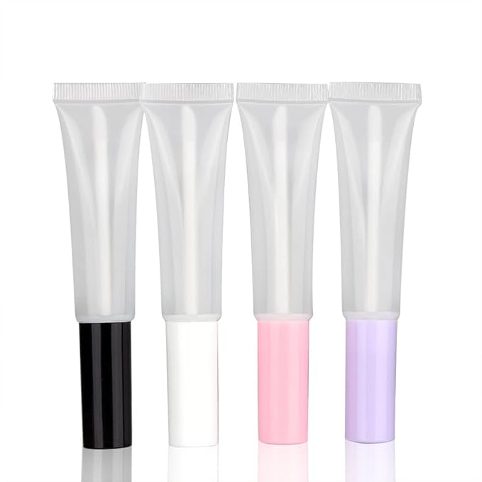 COSIDEA 50 pack Empty Purple 15ml Squeeze lip gloss tubes with wand 0.5oz soft lipgloss container chapstick containers empty tube
