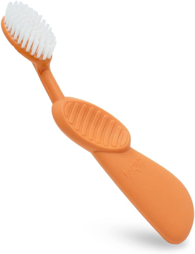 Radius Toothbrush Flex Brush BPA Free & ADA Accepted Designed to Improve Gum Health & Reduce Gum Issues - Right Hand - Orange White - Pack of 1