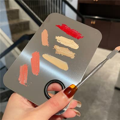 2 Pack Makeup Palette,Stainless Steel Cosmetic Mixing Palette