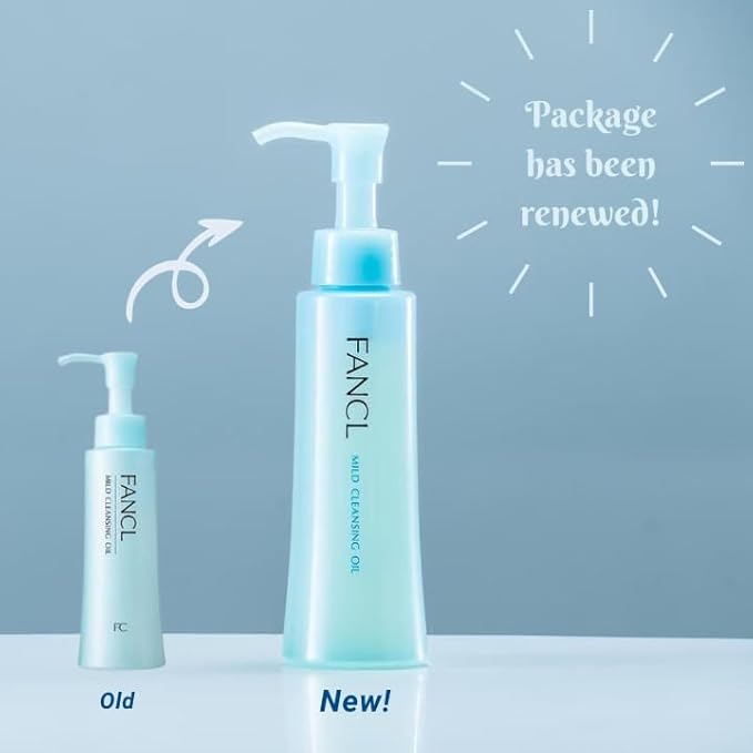 FANCL Mild Cleansing Oil, Japanese Facial Cleansing Oil, Makeup Remover, Oil Cleanser, 100% Preservative Free, Clean Skincare for Sensitive Skin [US Package] (2, Blue)
