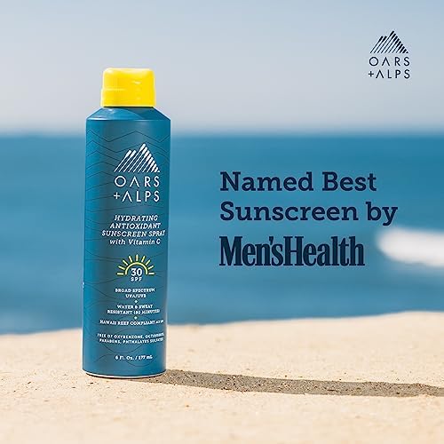 Oars + Alps Hydrating SPF 50 Sunscreen Spray, Infused with Vitamin C and Antioxidants, Water and Sweat Resistant, 6 Oz, 2 Pack