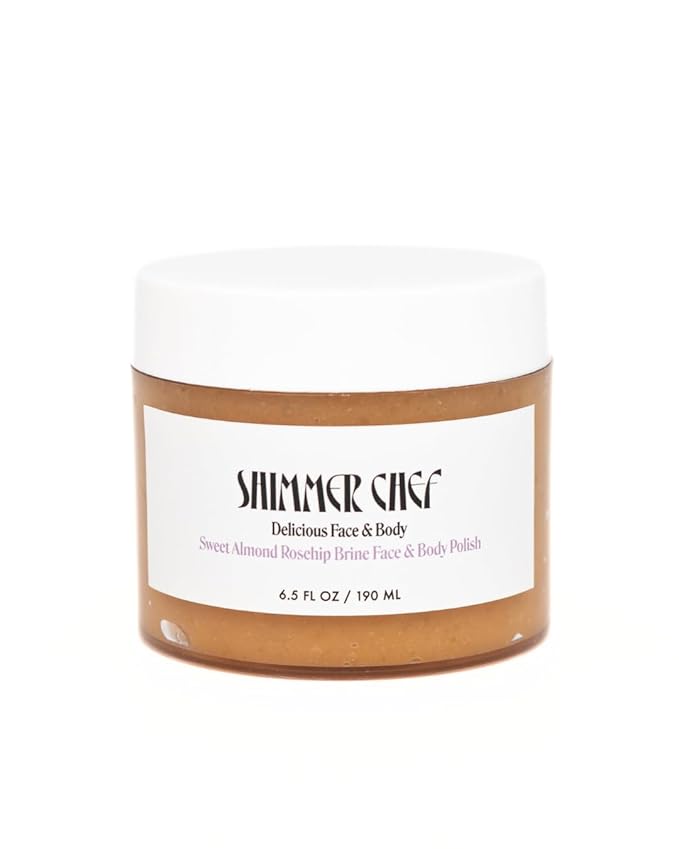 Sweet Almond Rosehip Brine Polish | Exfoliating Blend with Himalayan & Dead Sea Salt, Maple Sugar | Enriched with Magnesium, Omega 3's & Vitamin E | Revitalize Skin, Reduce Inflammation