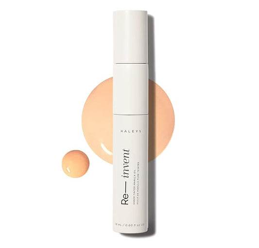 HALEYS Re-invent Sheer Tinted Marula Oil (Light/Medium Warm), Skin Tint, Tinted BB Moisturizer, Tinted Foundation, Face Oil, Hydrate Skin, Flexible Shades, Low to Med Coverage, For All Skin Types
