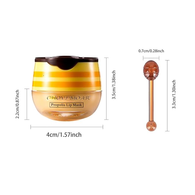 2 Pack Nourishing Lip Balm Honey Pot, Moisturizing Honey & Strawberry Propolis Lip Mask, Hydrating & Prevention Dry and Cracked Lip Scrubs Exfoliator Lip Sleeping Mask Reduces Lip Lines