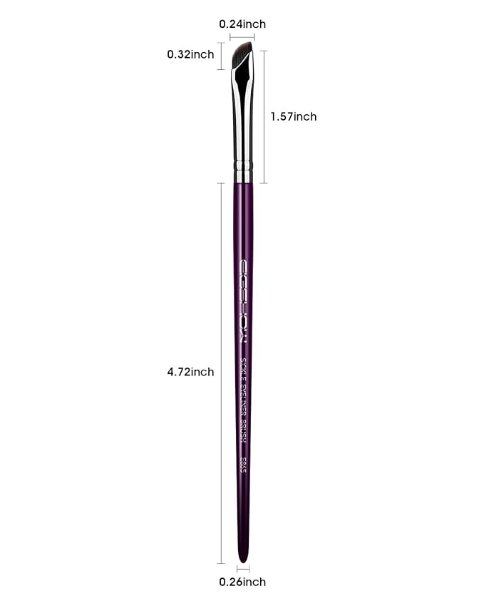 Eyeliner Brush, EIGSHOW Sickle Angled Gel Eyeliner Makeup Brush for Precise Eye Liner, Eyebrow, Eyelid with Ultra Thin Vegan Bristles (E865 Purple)