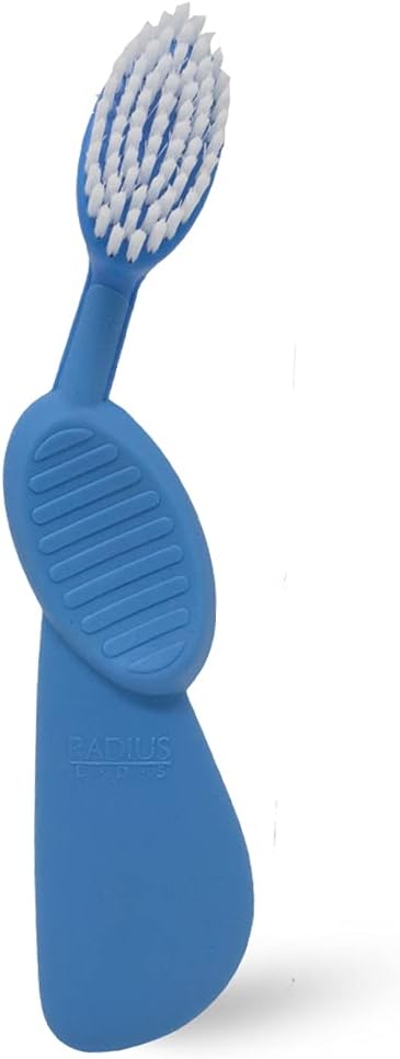 RADIUS Toothbrush Flex Brush BPA Free & ADA Accepted Designed to Improve Gum Health & Reduce Gum Issues - Right Hand - Blue White - Pack of 1