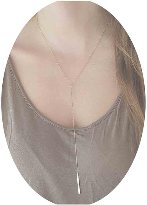 Boho Long Bar Necklace Choker Y Lariat Necklace Chain Minimalist Drop Necklace Jewelry for Women and Girls