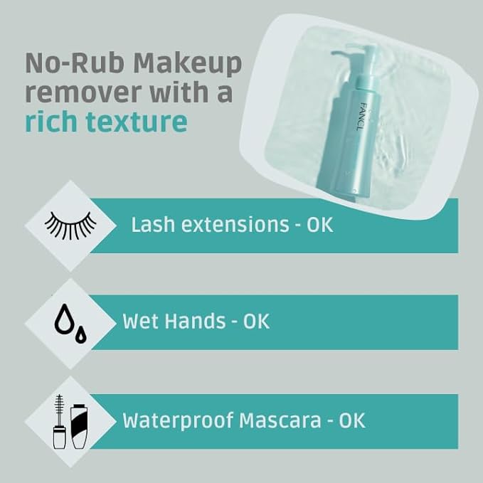 FANCL Mild Cleansing Oil, Japanese Facial Cleansing Oil, Makeup Remover, Oil Cleanser, 100% Preservative Free, Clean Skincare for Sensitive Skin [US Package] (2, Blue)