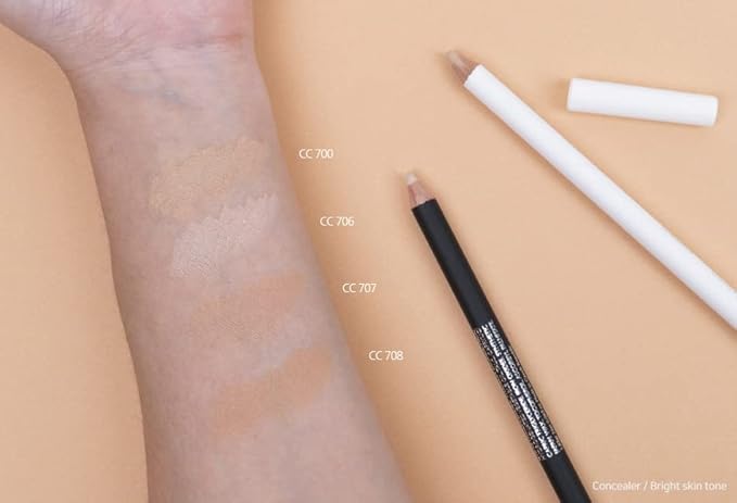 [K-Beauty Makeup] Courcelles Concealer Pencil CC706/CC707/CC708, Hard type-Natural Cover, light, medium, dark beige (CC706-Light Beige)