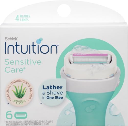INTUITION Schick Refill, Razors for Women Sensitive Skin | Intuition Razor Blades Refill with Organic Aloe, Razor Refills , 6 Count (Pack of 1)