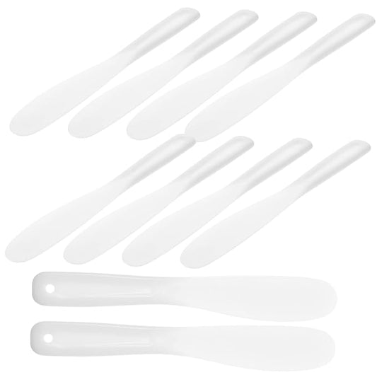 Beaupretty 10pcs Tool Stick White Makeup Silicone Makeup Spatula Mini Silicone Spatula Silicone Stirring Tools Spatulas Cosmetic Long Spatula Barber Film Stick Face
