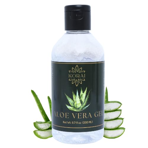 KORAI Aloe Vera Gel from freshly cut 99% Pure Aloe Vera Gel-Natural Ingredients-Vegan, Unscented - For Face, Skin and Hair