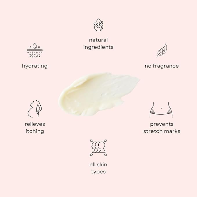 Organic Belly Butter for Pregnancy Stretch Mark Prevention and Treatment Award Winning Anti Stretch Mark Tummy Balm For Pregnancy and Postpartum 8oz - Hydrating Bump Cream