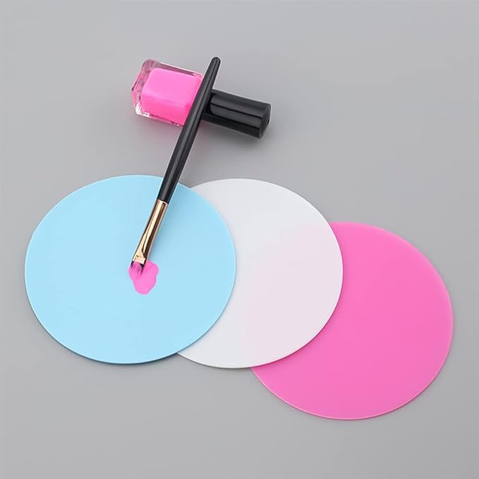 8 Sheets Silicone Round Shape Nail Art Painting Gel Palette Nail Polish Mixing Plate Foundation Lipstick Palette Cosmetic Palette Paint Drawing Color Dish Manicure Nail DIY Tool