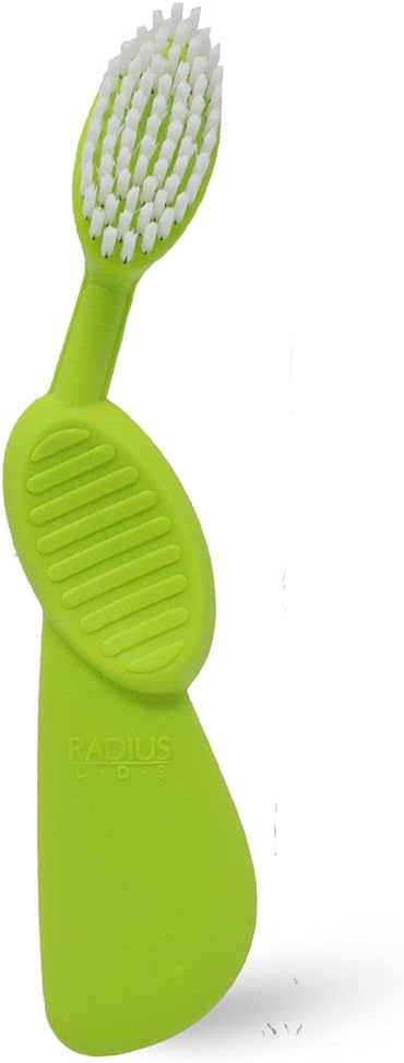 Radius Toothbrush Flex Brush BPA Free & ADA Accepted Designed to Improve Gum Health & Reduce Gum Issues - Right Hand - Lime White - Pack of 1