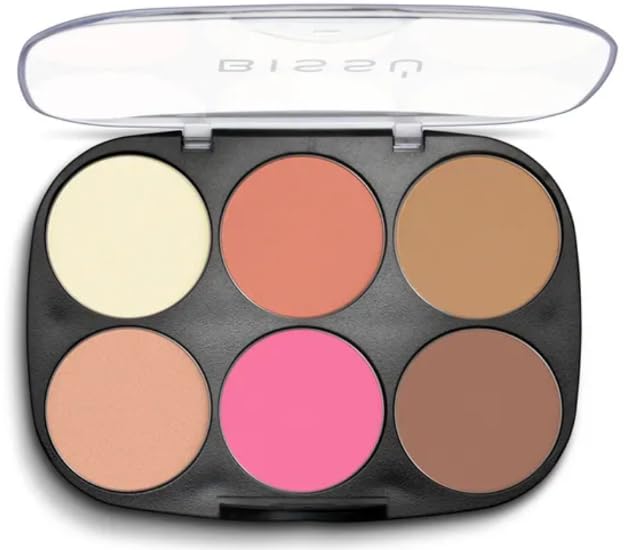 Bissú 6 colors Makeup Palette (4grms each color) includes 2 highlighters, 2 Bronzers, 2 Blushes (La Buenaza)