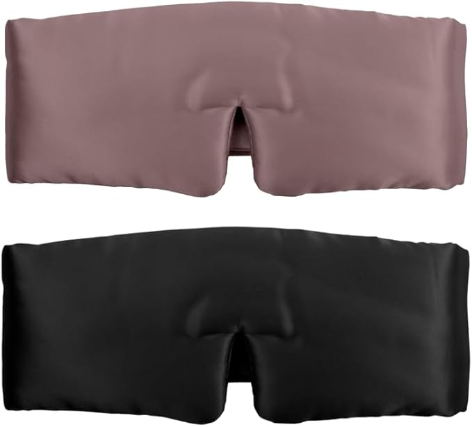 SUNDAYSILKS™ | Adjustable Silk Sleep Mask for Side Sleeper | Cloud-Like Comfort, Weighted for Deep Sleep | Soft Sleep Face Mask for Women & Men, Full Blackout, Cooling Silk Eye Mask for Sleeping (2PK)