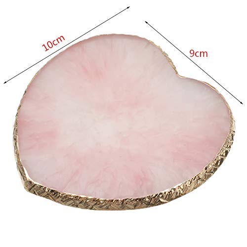 Resin Nail Art Plate Palette,Makeup Palettes,Gel Polish Color Mixing Plate Drawing Painting Color Palette,Golden Edge Heart Shaped Nail Art Display Holder