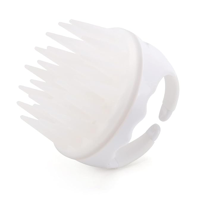 BTYMS Silicone Scalp Scrubber Shampoo Brush With Extra Long Bristles, Hair Massager for Growth & Dandruff Removal - White