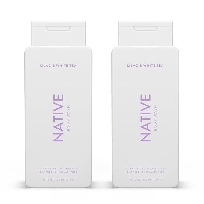 Native Body Wash Contains Naturally Derived Ingredients | For Women & Men, Sulfate, Paraben, & Dye Free Leaving Skin Soft and Hydrating | Lilac & White Tea 18 oz - 2 Pk