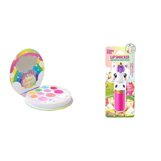 Lip Smacker Unicorn Palette Sparkle & Shine Eyeshadow Makeup Gift Set for Girls Including Lippy Pals Lip Balm
