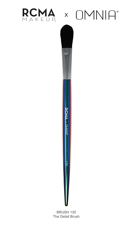 RCMA Makeup x Omnia Professional Makeup Brush 5pc Set, Premium Synthetic Fiber, Iridescent Acrylic Handle, Face Powders, Complexion and Foundation Blending Application Brush set.