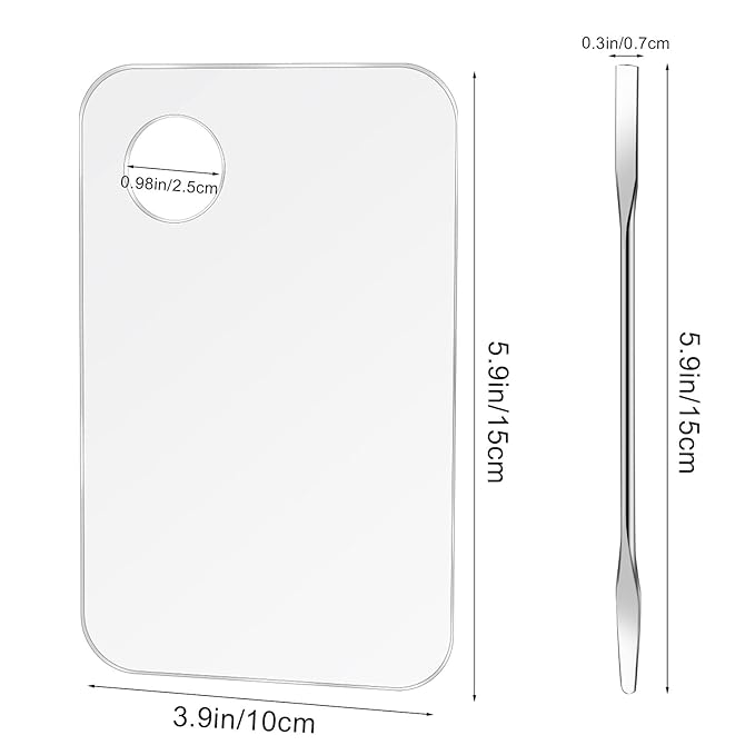 Acrylic Cosmetic Makeup Mixing Palette,2 Pcs Makeup Mixing Tray with 2PCS Makeup Spatula Tool, Makeup Mixing Palette for Foundation Nail Art Eye Shadow Pigment Blending