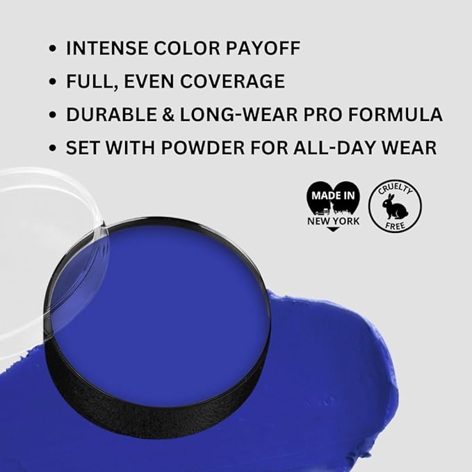 Mehron Makeup Color Cups | Stage, Foundation, Face Paint, Body Paint, Halloween | Face Paint Makeup | Greasepaint .5 oz (14 g) (Blue)