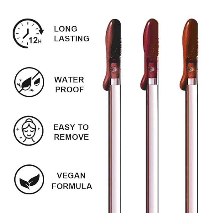 3 Colors Peel Off Lip Liner Stain with Tweezer, Long Lasting Waterproof Lip Tint Stains Makeup Set with Matte Finish for Women, Natural Look, Easy to Use, for All Skin Types (#367, M)