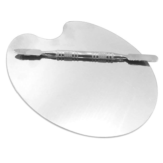 2 Pack Professional Makeup Palette, 2 Types Pro Lady Stainless Steel Cosmetic Artist Spatula with Spatula Tool for Mixing Foundation