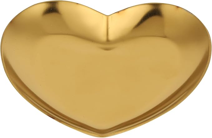 Nail Palette, Makeup Palette Nail Palette Heart Shaped Art Palette Stainless Steel Makeup Mixing Palette Makeup DIY Paint Color Mixing Tray Nail Art Palette Resin(Gold)