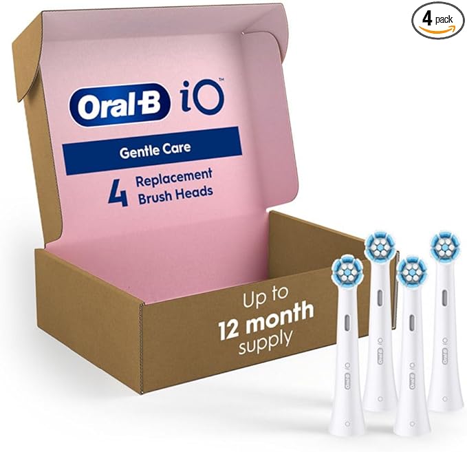 Oral-B iO Series Gentle Care Electric Toothbrush Replacement Brush Heads for an Oral-B Electric Toothbrush, 4 Count, White