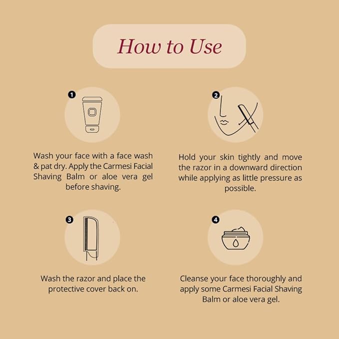 Facial Razor for Women | Painless & Precision Face Hair Removal | for Peach Fuzz, Eyebrow, Chin & Upper Lip | Gentle Exfoliation & Smoother Skin | (3 Count)