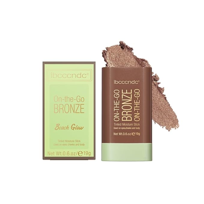 Multi-Use Makeup Bronzer Stick for Effortless Glow - Hydrating Solid Moisturizer with Natural Bronze Tint for Eyes, Lips & Cheeks (#4 Beach Glow)