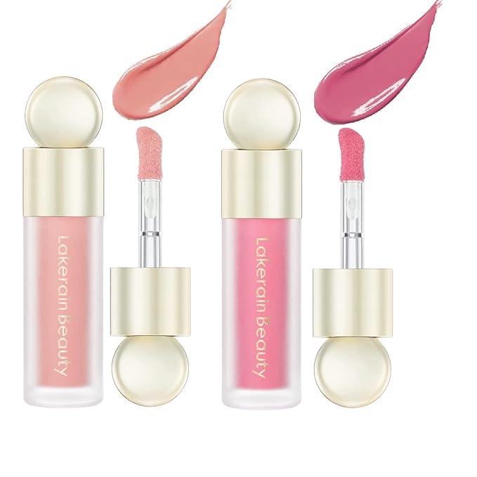 2Pcs Liquid Blush, Moisturizing Lightweight Cheeks Matte Finish, Pink+ 02#Rose)