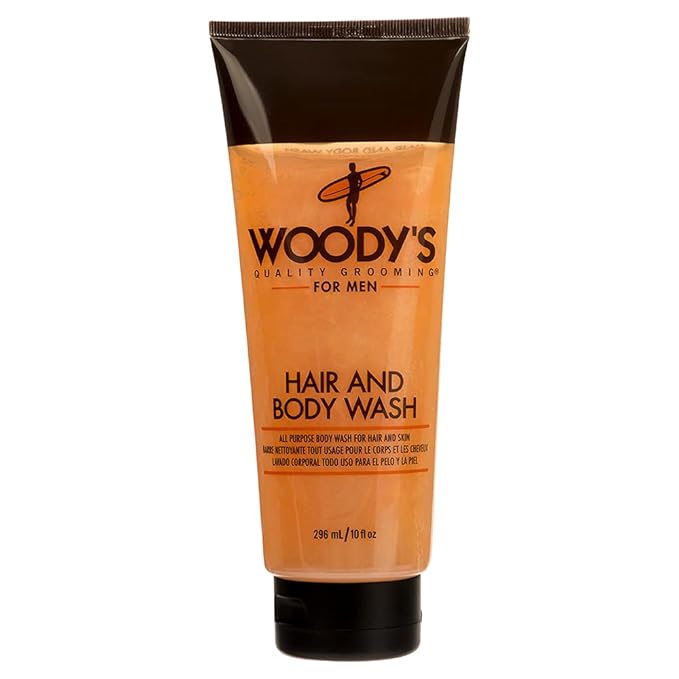 Woody's Hair and Body Wash for Men – 2-in-1 Cleanser & Body Wash, Deep Cleansing, Hydrating, Refreshing Scent, Sulfate-Free, 10 fl oz, 1 Pack