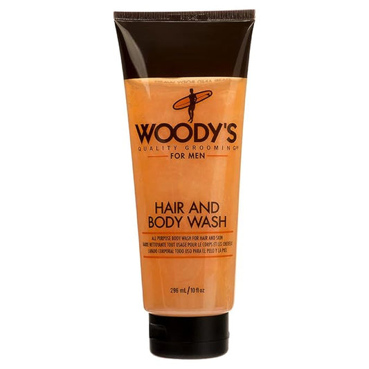 Woody's Hair and Body Wash for Men – 2-in-1 Cleanser & Body Wash, Deep Cleansing, Hydrating, Refreshing Scent, Sulfate-Free, 10 fl oz, 1 Pack